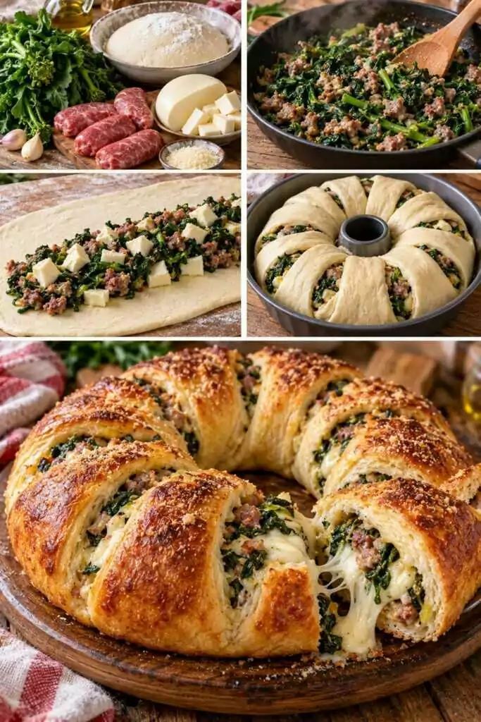 Corona di Pane Ripiena con Friarielli, Provola e Salsiccia – Campania