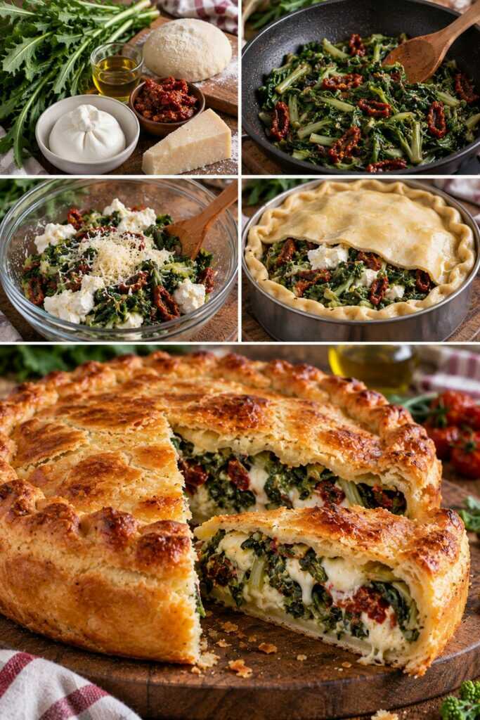 Pizza Rustica con Catalogna, Burrata e Pomodori Secchi