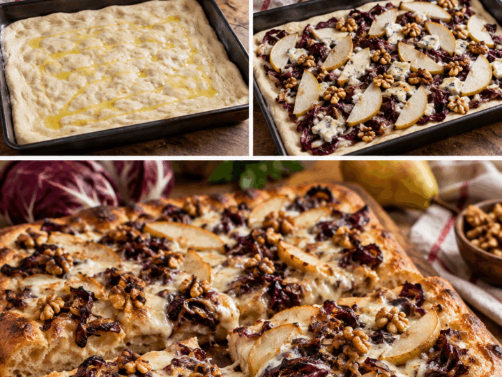 Pizza in Teglia con Radicchio, Gorgonzola, Pere e Noci – Veneto