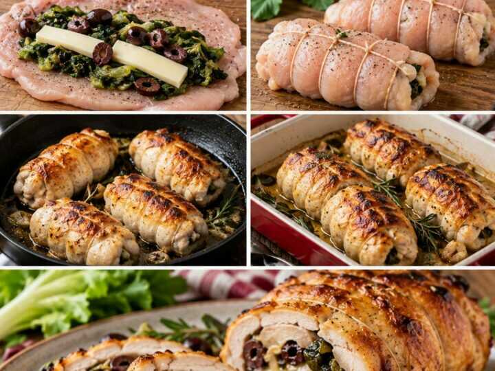 Rollè di Pollo con Scarola, Olive Nere e Provolone – Campania