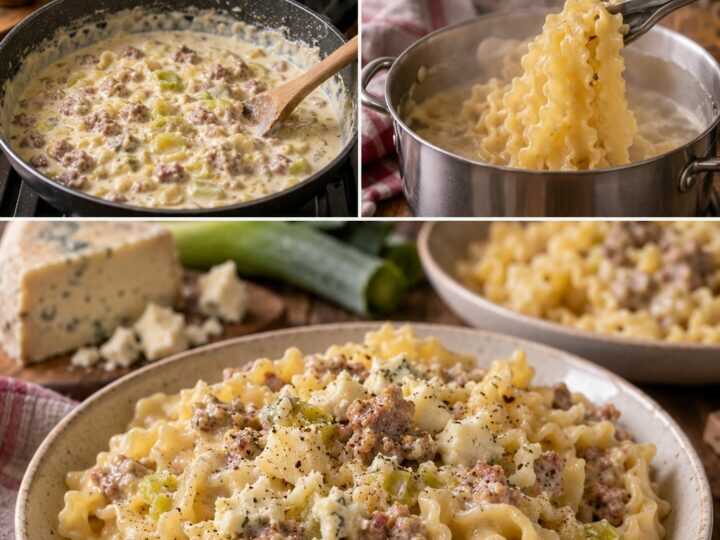Mafaldine con Crema di Porri, Salsiccia e Castelmagno – Piemonte