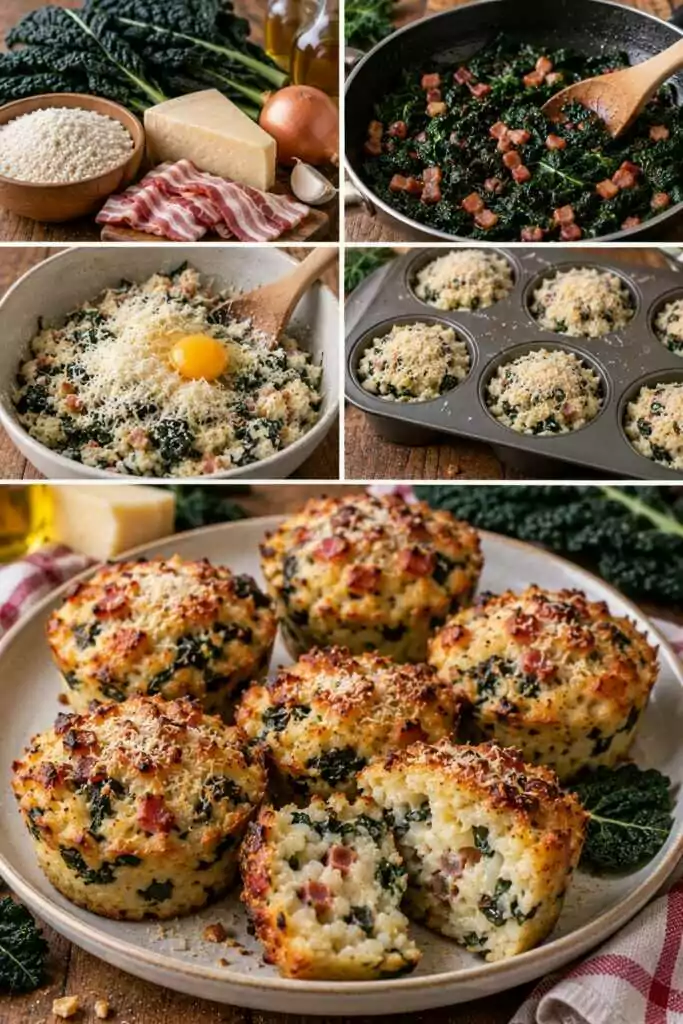 Tortini di Riso con Cavolo Nero, Pecorino e Pancetta – Toscana