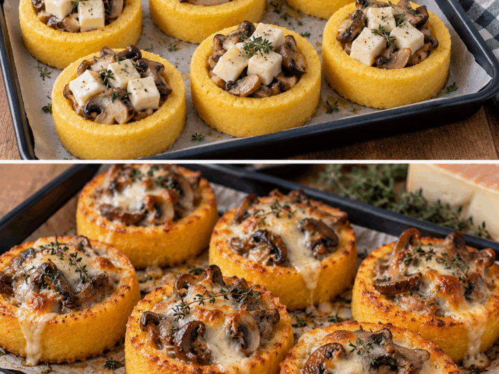 Cestini di Polenta con Funghi, Taleggio e Timo – Lombardia