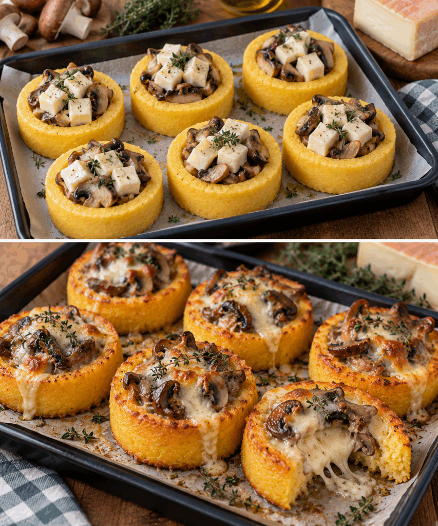 Cestini di Polenta con Funghi, Taleggio e Timo – Lombardia