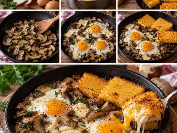 Uova al Tegamino con Funghi Porcini, Taleggio e Polenta Croccante – Lombardia