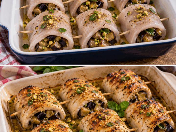 Involtini di Pesce Spada con Melanzane, Pistacchi e Menta – Sicilia