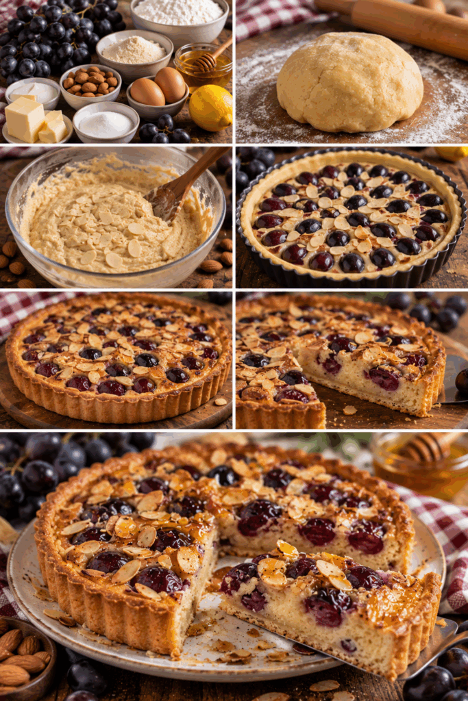 Crostata Frangipane all’Uva Nera, Mandorle e Miele – Puglia