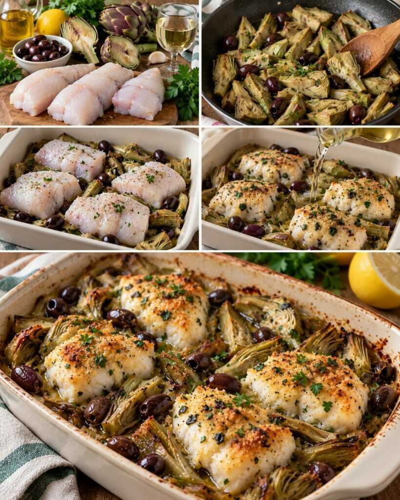 Coda di Rospo al Forno con Carciofi, Olive e Vino Bianco – Lazio
