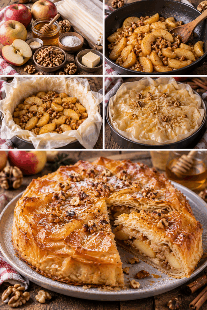 Torta di Pasta Fillo alle Mele, Miele e Noci – Toscana