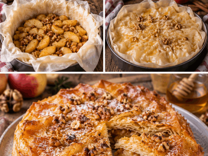 Torta di Pasta Fillo alle Mele, Miele e Noci – Toscana