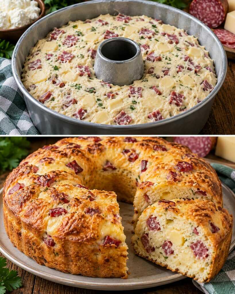 Ciambella Rustica alla Ricotta con Salame e Provolone