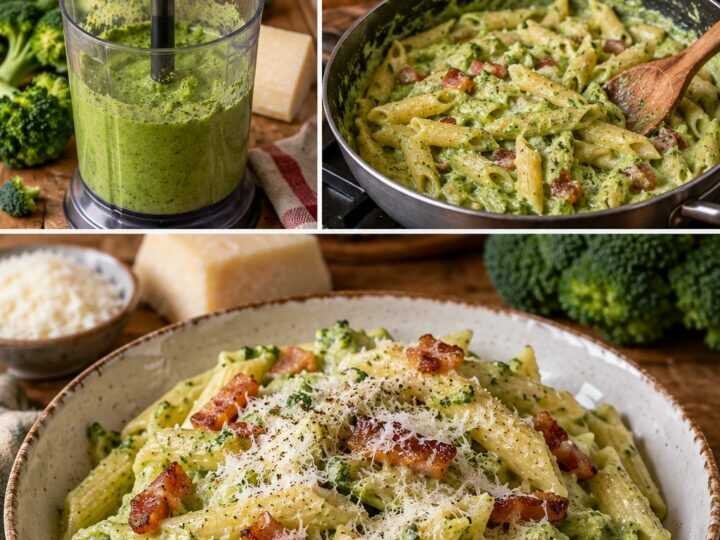 Penne Rigate con Crema di Broccoli, Guanciale e Pecorino Romano – Lazio
