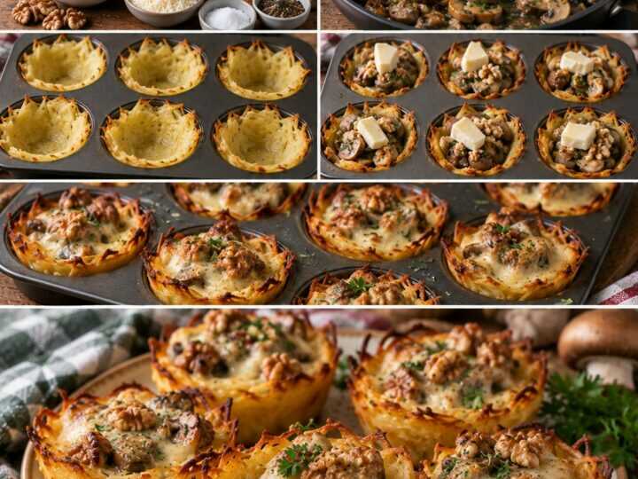 Cestini Croccanti di Patate con Funghi, Taleggio e Noci – Lombardia