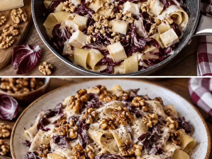 Pappardelle con Radicchio, Taleggio e Noci Caramellate – Lombardia