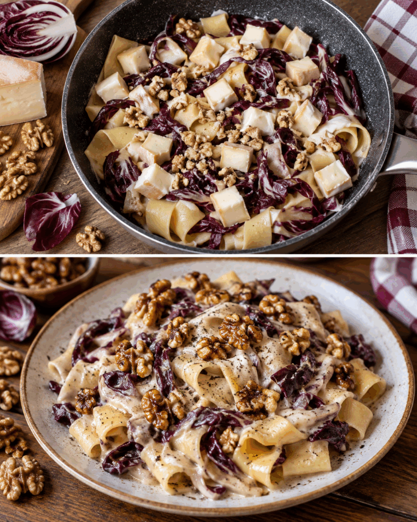 Pappardelle con Radicchio, Taleggio e Noci Caramellate – Lombardia