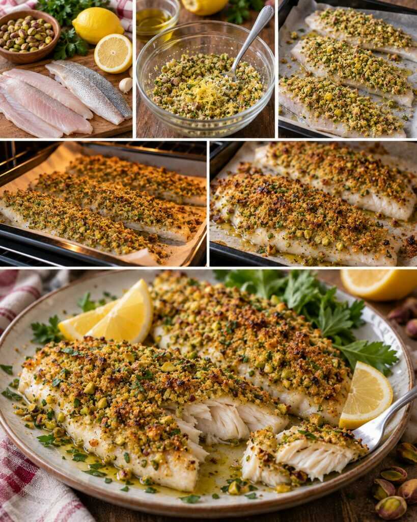 Filetti di Branzino in Crosta di Pistacchi e Limone – Sicilia
