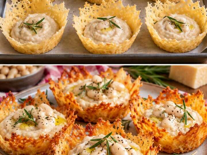 Cestini di Parmigiano con Crema di Cannellini e Rosmarino