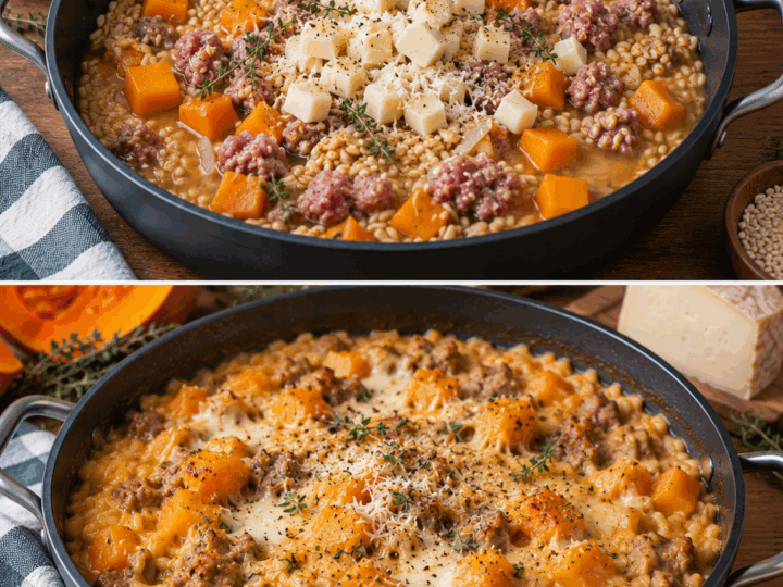 Orzotto con Zucca, Salsiccia e Asiago – Veneto