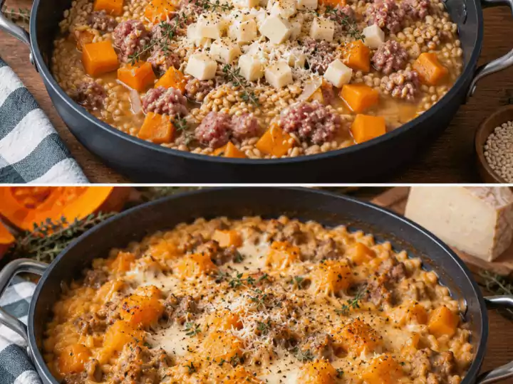 Orzotto con Zucca, Salsiccia e Asiago – Veneto