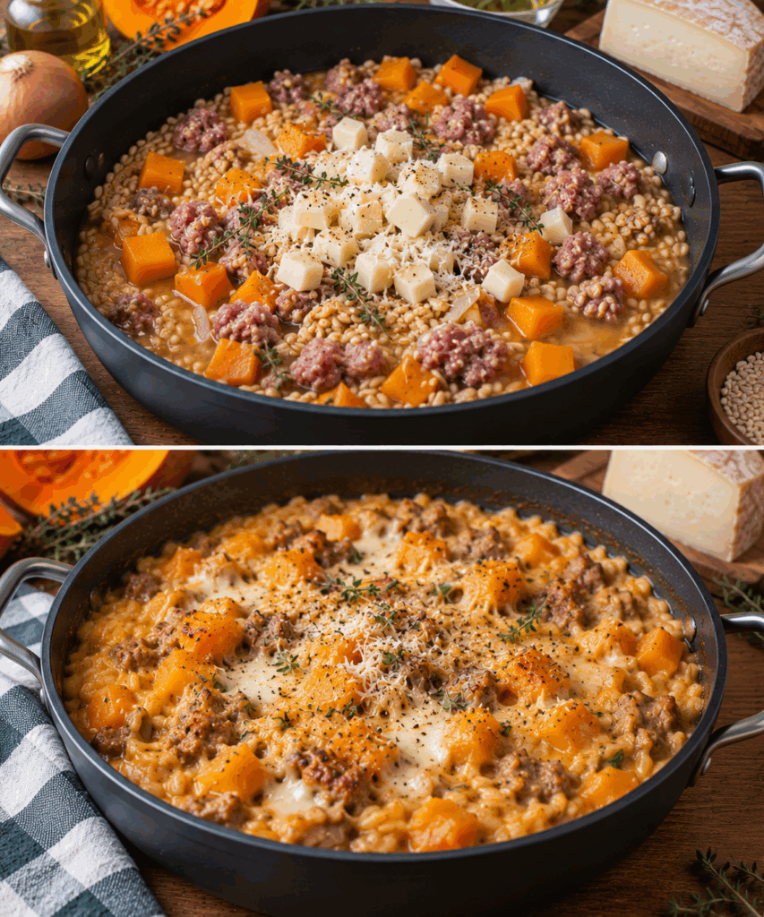 Orzotto con Zucca, Salsiccia e Asiago – Veneto