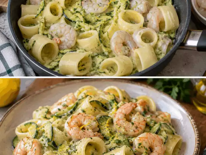 Calamarata con Crema di Zucchine, Gamberi e Limone – Campania