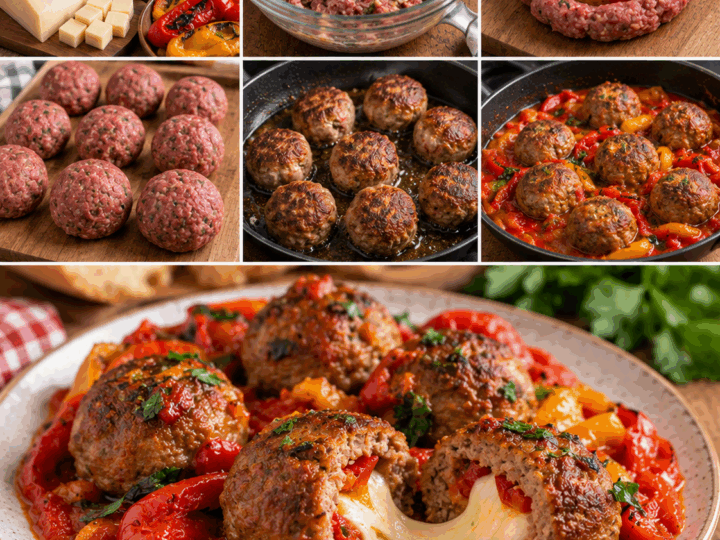 Polpette di Manzo Ripiene di Provola con Peperoni Arrostiti – Calabria