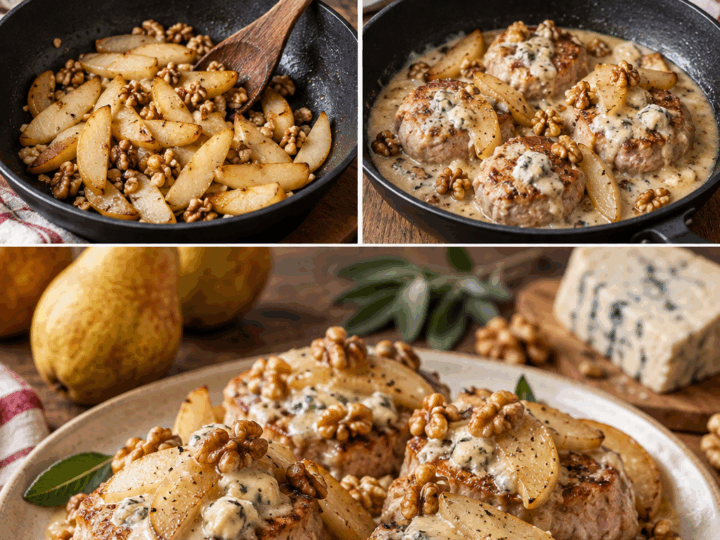 Medaglioni di Maiale con Pere, Gorgonzola e Noci – Lombardia