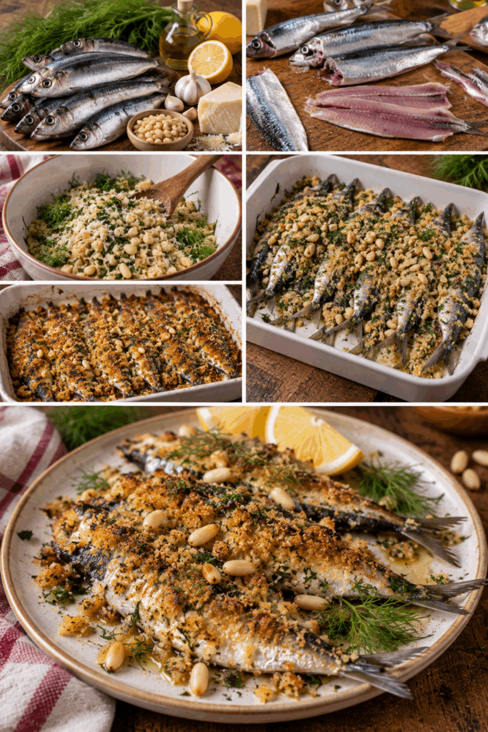Sarde Gratinate con Pecorino, Pinoli e Finocchietto – Sardegna