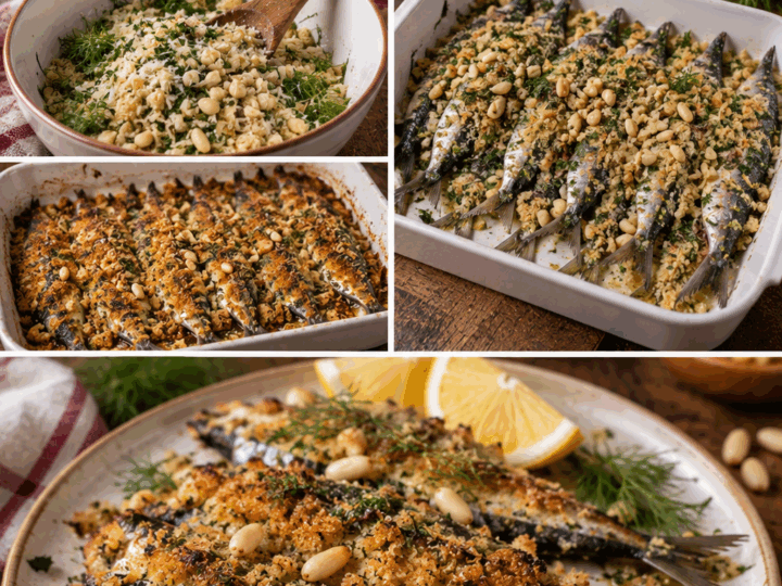 Sarde Gratinate con Pecorino, Pinoli e Finocchietto – Sardegna