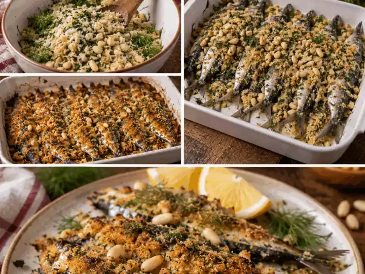 Sarde Gratinate con Pecorino, Pinoli e Finocchietto – Sardegna