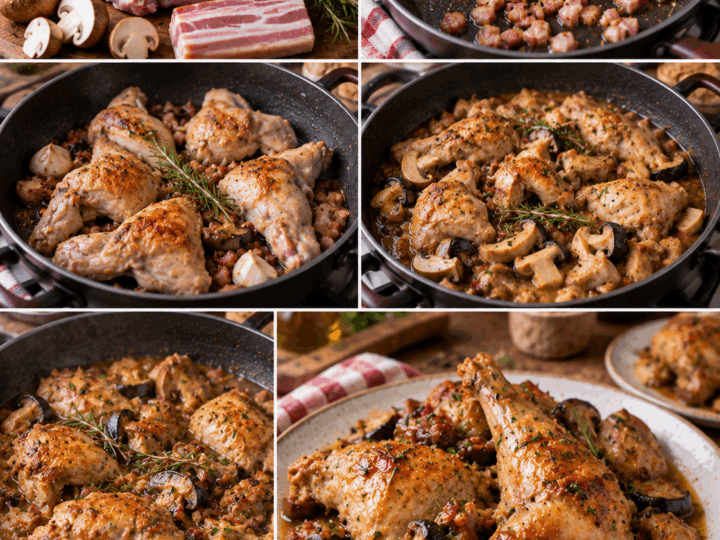 Coniglio in Tegame con Funghi, Pancetta e Rosmarino – Emilia-Romagna