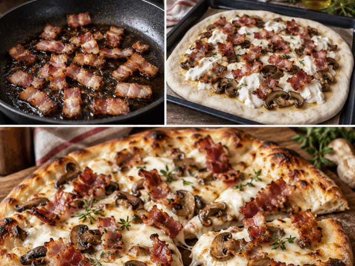 Pizza Bianca con Porcini, Stracchino e Pancetta Croccante – Toscana