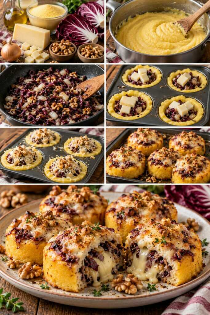 Tortini di Polenta con Radicchio, Asiago e Noci – Veneto