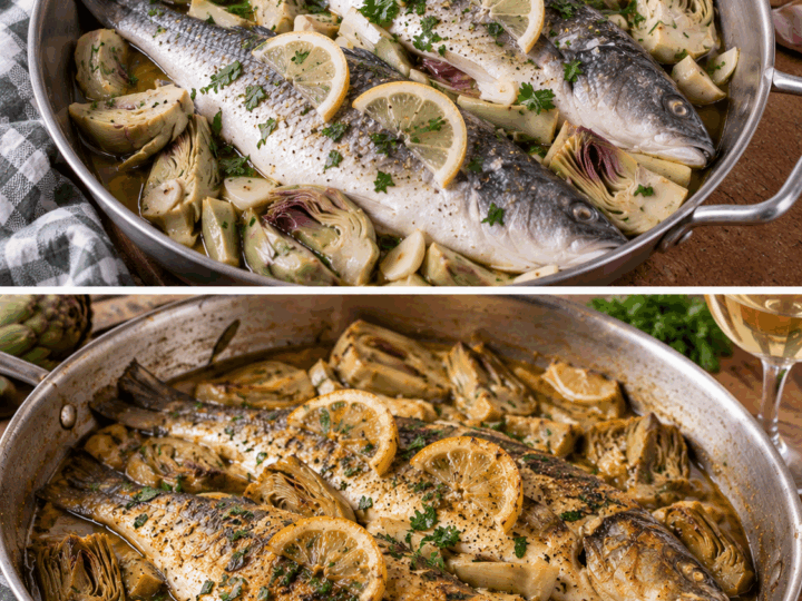Spigola in Tegame con Carciofi e Vino Bianco – Lazio