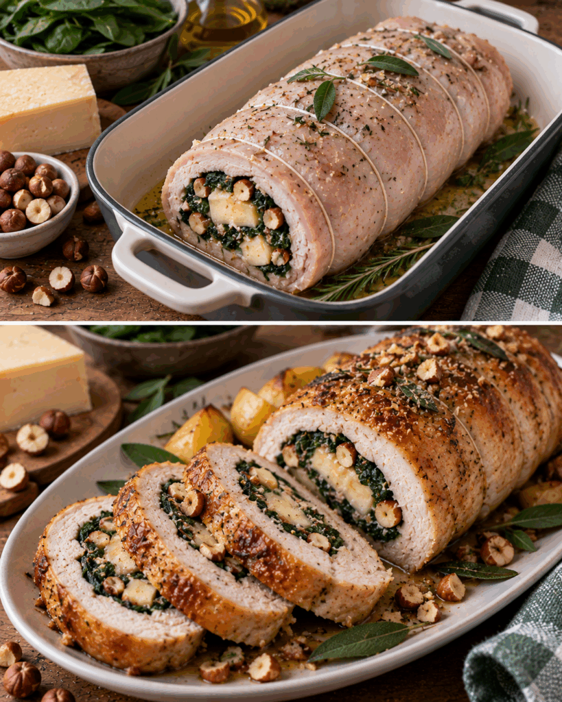Rollè di Tacchino con Spinaci, Asiago e Nocciole – Veneto