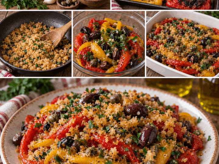Peperoni Arrosto con Olive, Capperi e Mollica Croccante – Sicilia