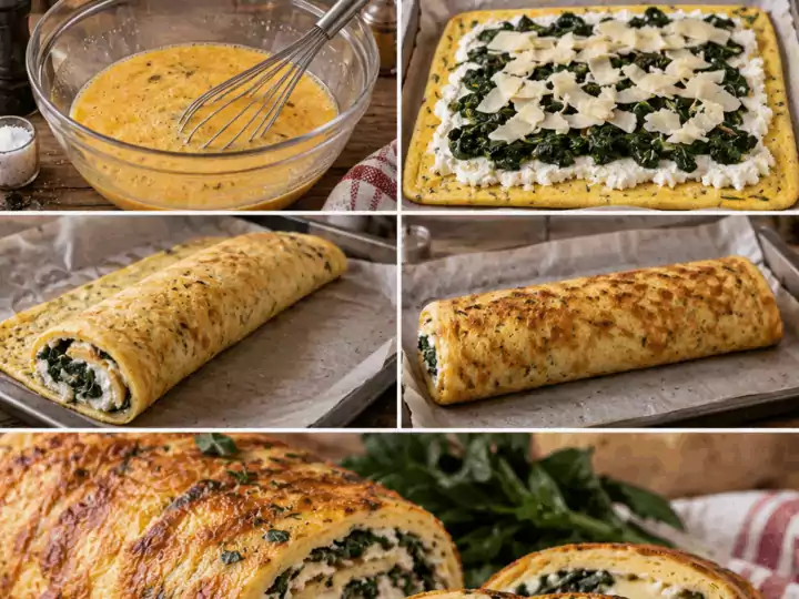 Rotolo di Frittata al Forno con Ricotta, Cicoria e Caciocavallo – Puglia