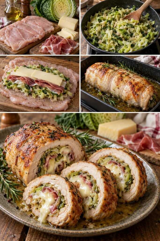 Rotolo di Pollo Ripieno di Verza, Fontina e Speck – Valle d’Aosta