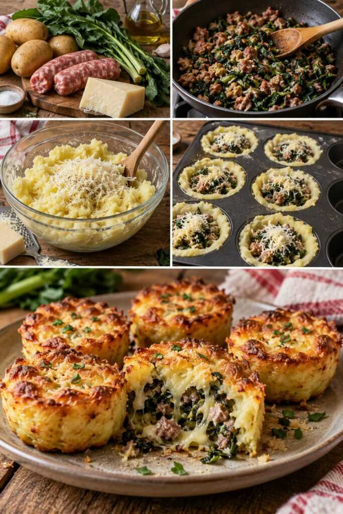 Tortini di Patate con Salsiccia, Pecorino e Cicoria – Lazio
