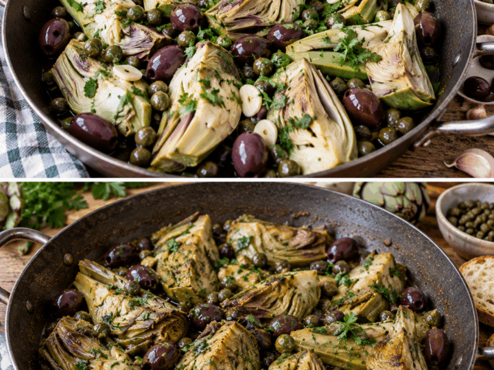 Carciofi in Tegame con Olive, Capperi e Prezzemolo – Puglia