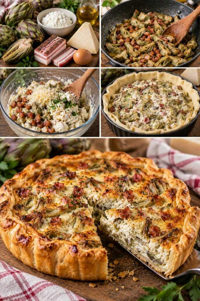 Torta Salata con Carciofi, Ricotta, Pecorino e Guanciale – Lazio
