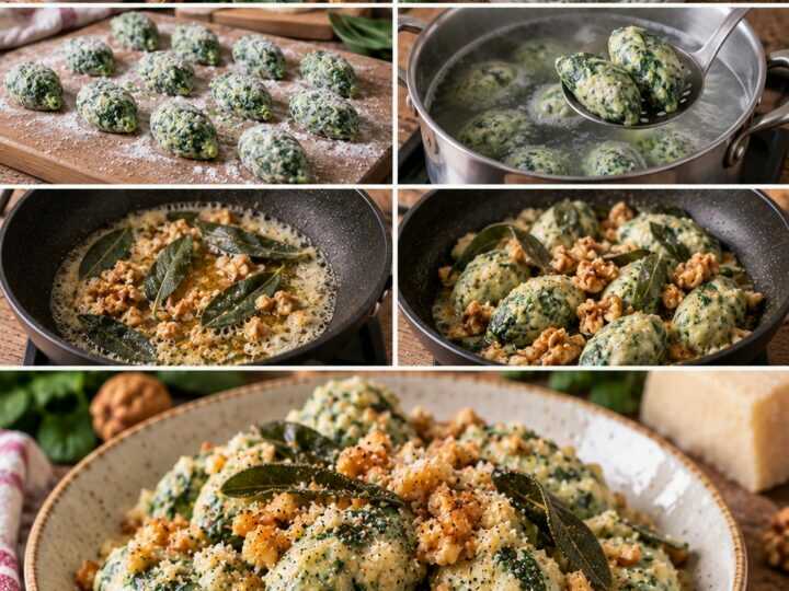 Malfatti di Spinaci e Ricotta con Burro, Salvia e Noci – Toscana