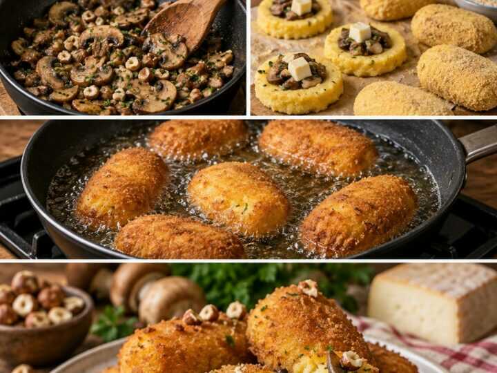 Crocchette di Polenta con Taleggio, Funghi e Nocciole – Lombardia