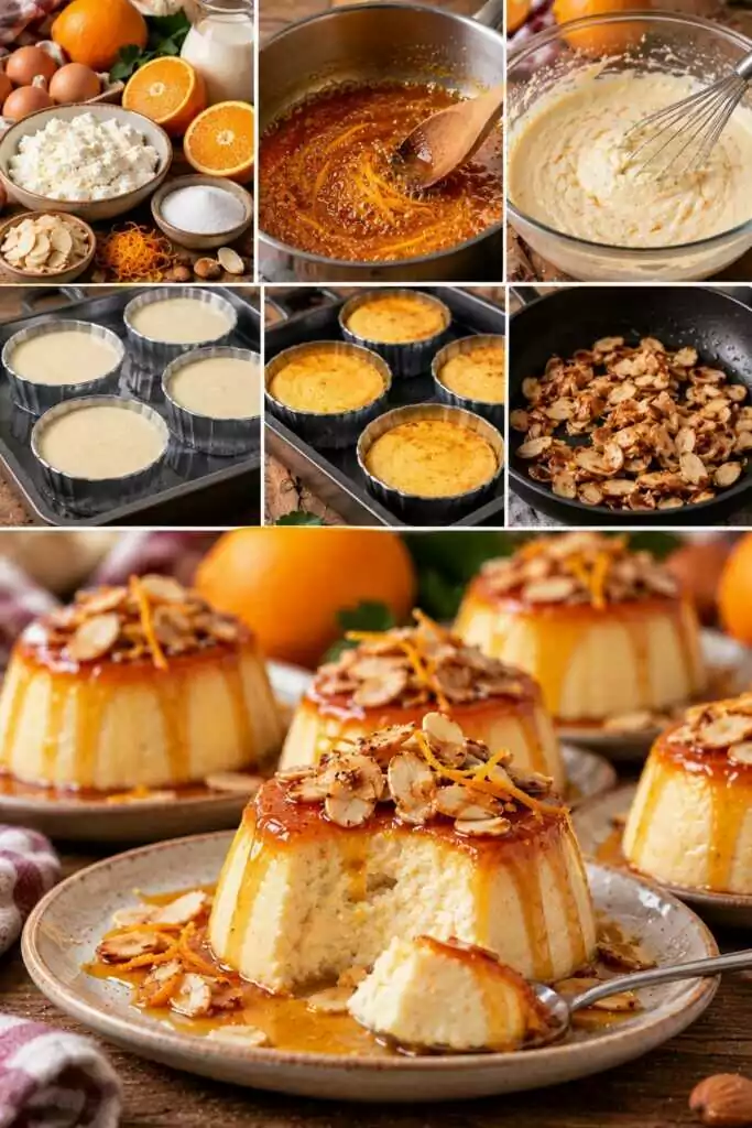 Budino alla Ricotta con Caramello all’Arancia e Mandorle Tostate – Sardegna