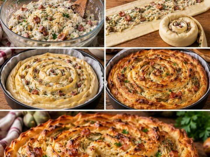 Torta Salata a Spirale con Carciofi, Ricotta, Pecorino e Guanciale – Lazio