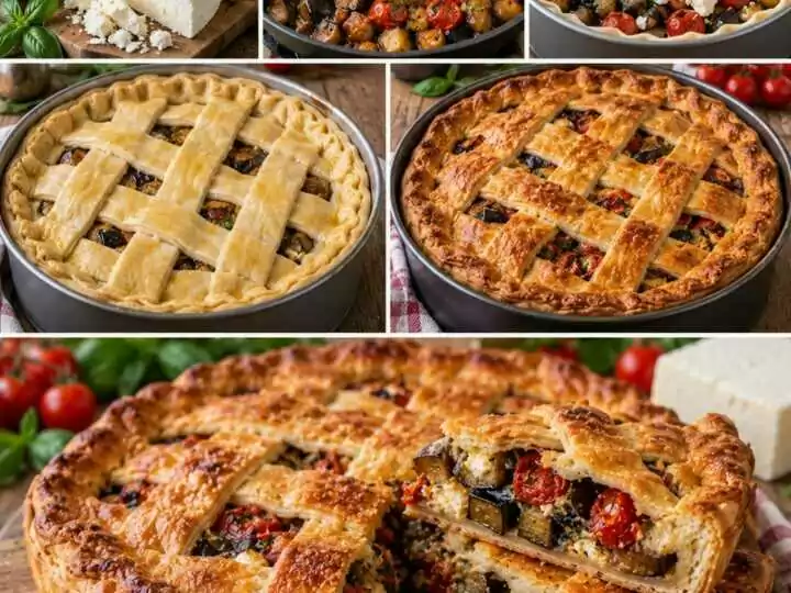 Pizza Rustica con Melanzane, Ricotta Salata e Pomodorini – Sicilia