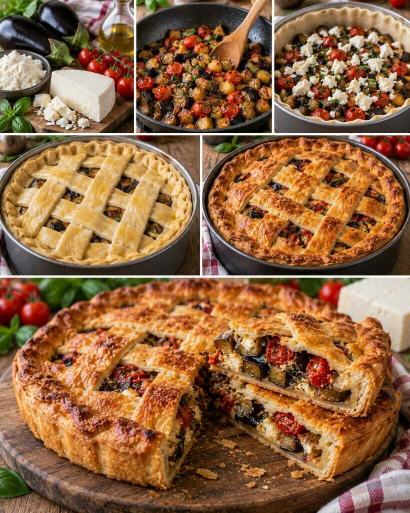 Pizza Rustica con Melanzane, Ricotta Salata e Pomodorini – Sicilia