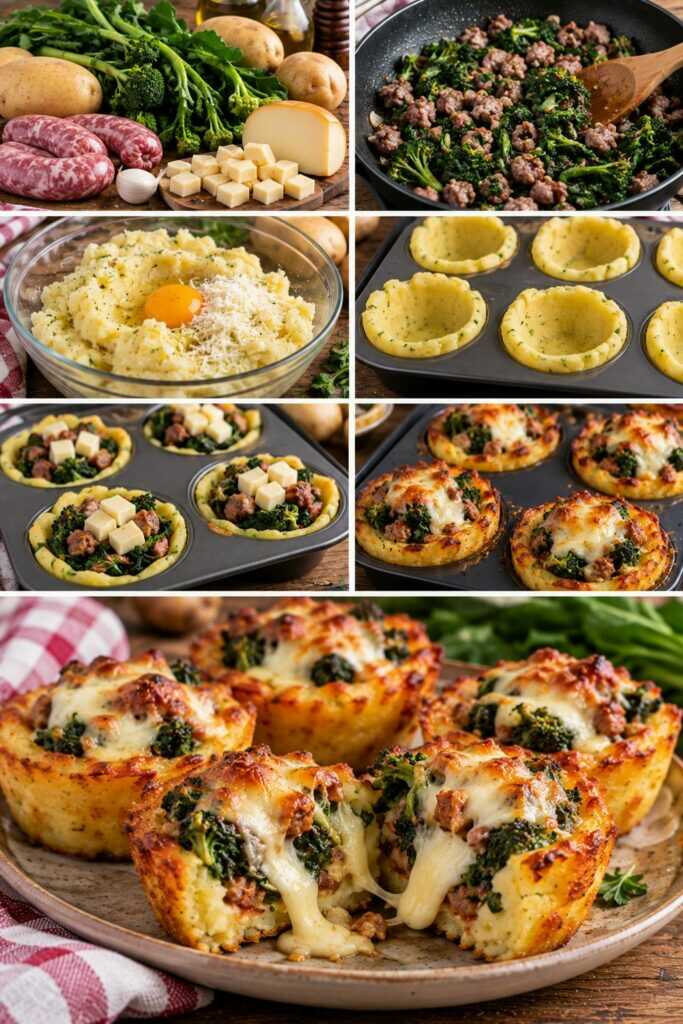 Cestini di Patate con Friarielli, Provola Affumicata e Salsiccia – Campania
