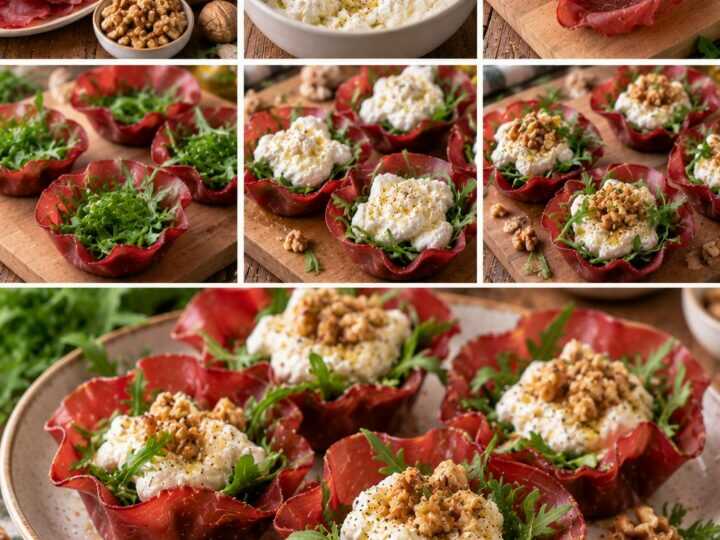 Cestini Freddi di Bresaola con Stracciatella, Rucola e Noci – Lombardia