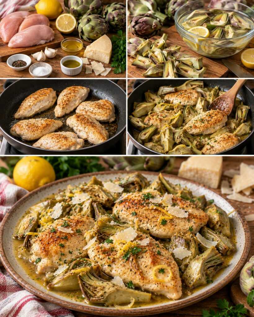 Pollo in Padella con Carciofi, Limone e Pecorino – Toscana